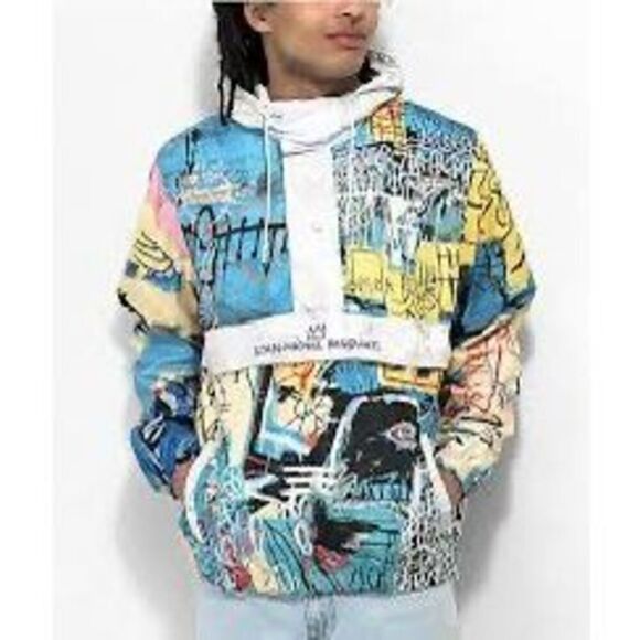 Jean Michel Basquiat + Members Only Mens Sz S Windbreaker Hoodie Limited Edition - Picture 1 of 13